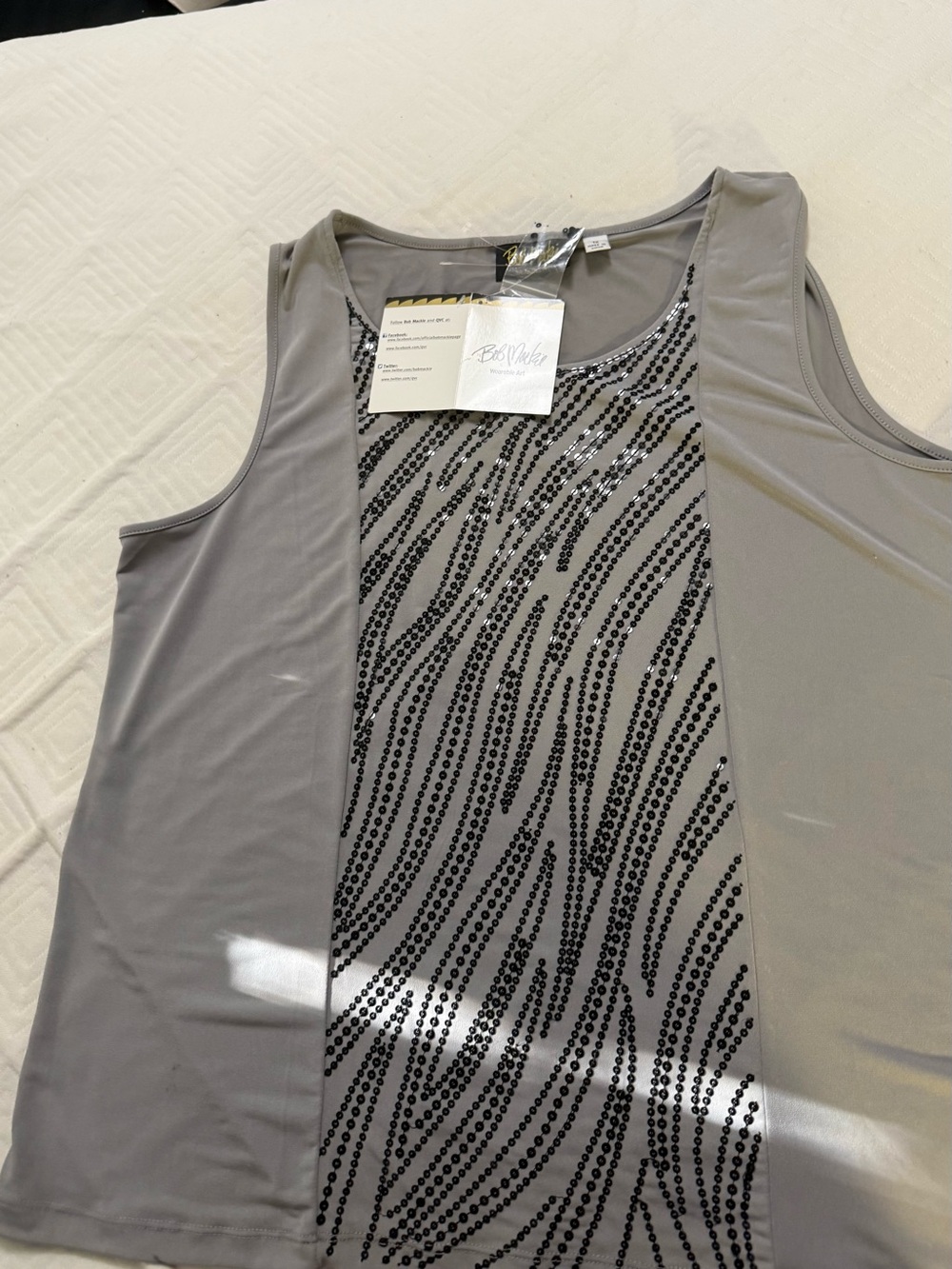BeBeWoda Gray Sleeveless Sequin-Stripe Tank Top